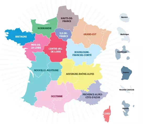 Carte des régions de France
