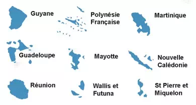 Carte des territoires d'Outre-mer