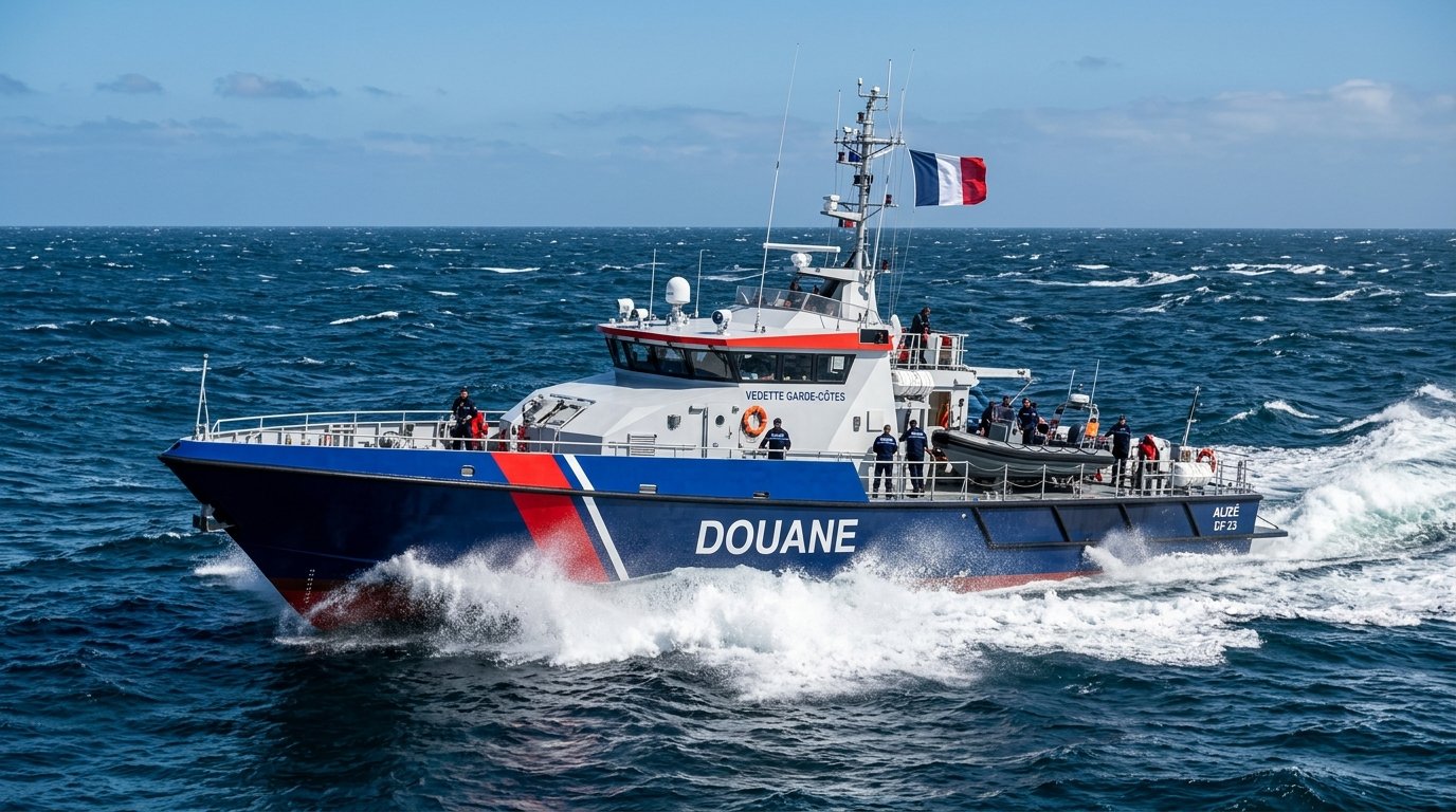 Vedette garde-côtes de la Douane française en patrouille maritime